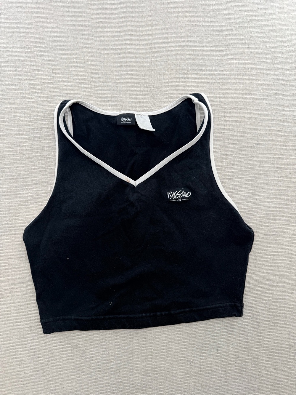 Mossimo Black Contrast-Trim Crop Tank Top